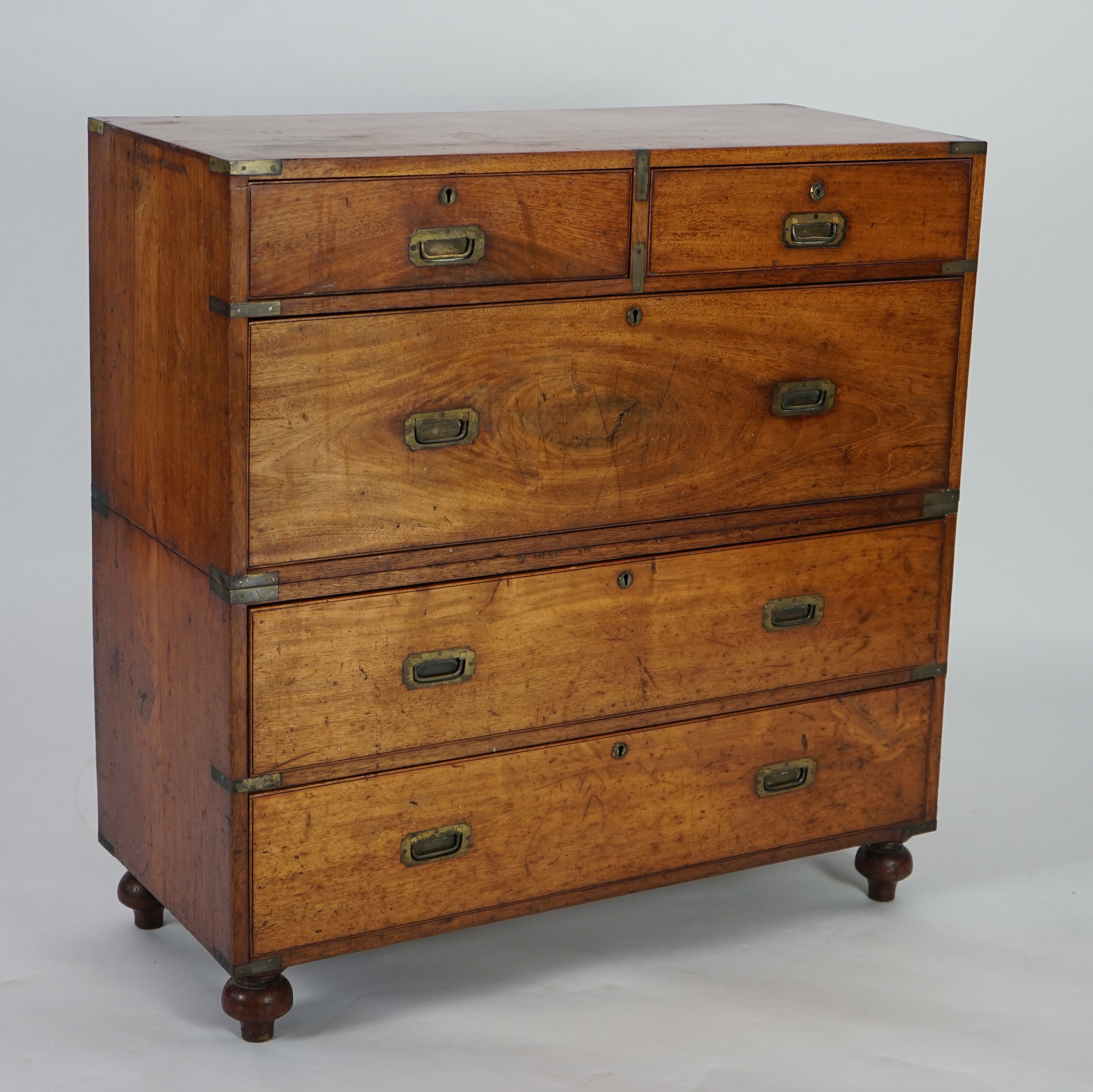 A Victorian teak campaign chest